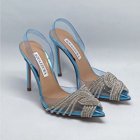 Aquazzura Gatsby Crystal-Embellished Slingback pumps size 35 - Picture 2 of 13